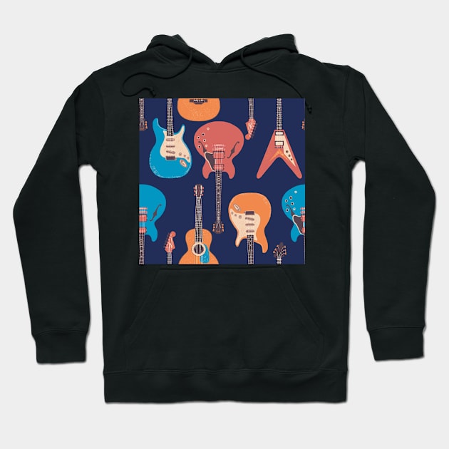 Guitar music pattern Hoodie by Papergrape